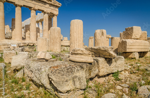 Ancient ruins closeup, Acropolis, Athens.