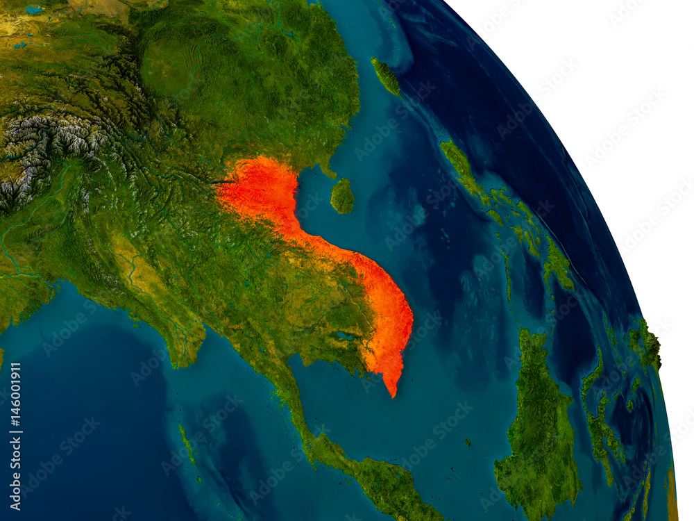 Vietnam on model of planet Earth