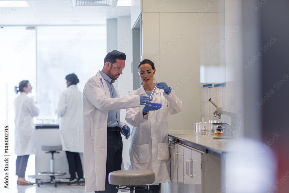 Female student scientist working on an experiment Female student scientist working on an experiment