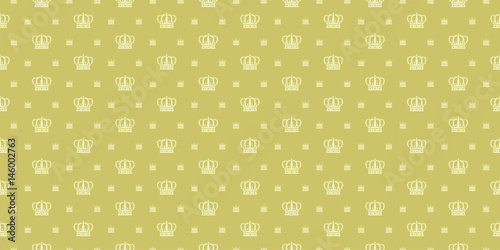 Seamless Damask Wallpaper. Crown pattern seamless green and white colors. Royal style design pattern seamless. Background vector.