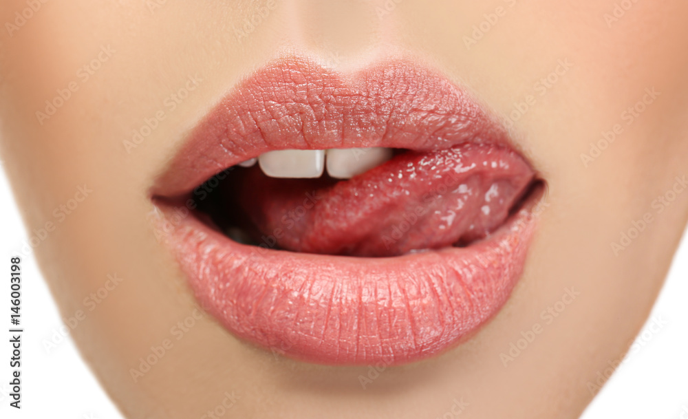 Lips of beautiful young woman, closeup Lips of beautiful young woman, closeup