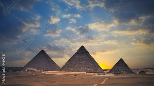 Egyptian pyramids at sunset - Egypt Travel