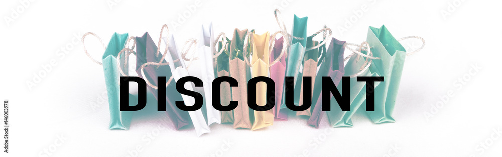 E-commerce online shopping concept. Miniature of reusable grocery bags.