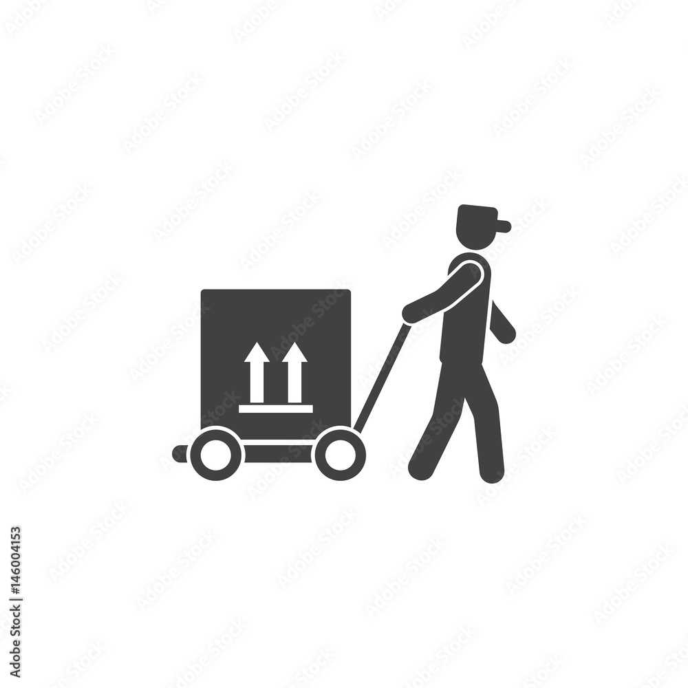 man icon with trolley.vector illustration.