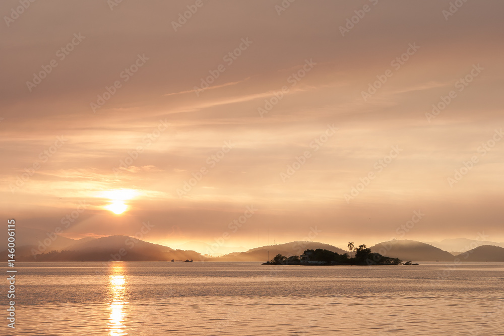 Sunrise seascape seen from Paqueta Island, Brazil