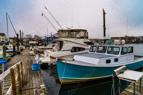 Fishing boats on pier of Jamaica Bay, Brooklyn