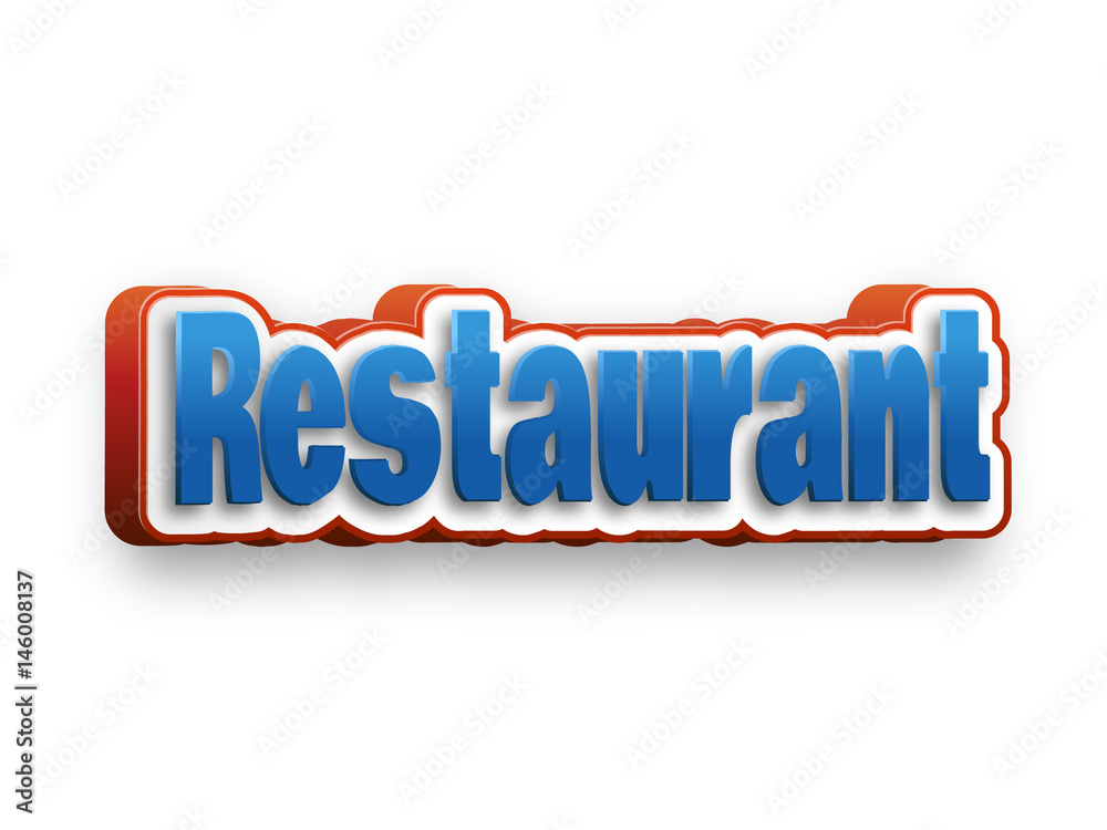 Restaurant Text for Title or Headline. In 3D Fancy Fun and Futuristic style Restaurant Text for Title or Headline. In 3D Fancy Fun and Futuristic style