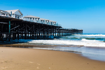 Fotobehang Pier Crystal Pier huisjes Pacific Beach  © sherryvsmith