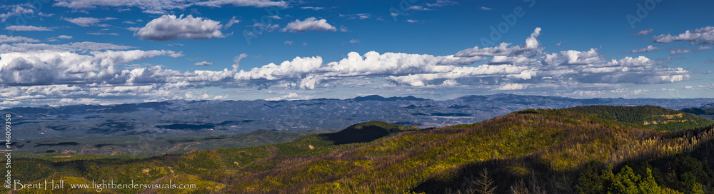panorama of mountain range from high viewpoint