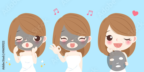 cartoon skin care woman