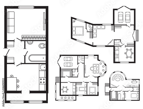 Modern office architectural plan interior furniture and construction design drawing project
