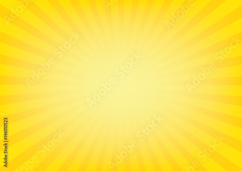 Sunrays with sunburst on yellow color background. Vector illustration design.