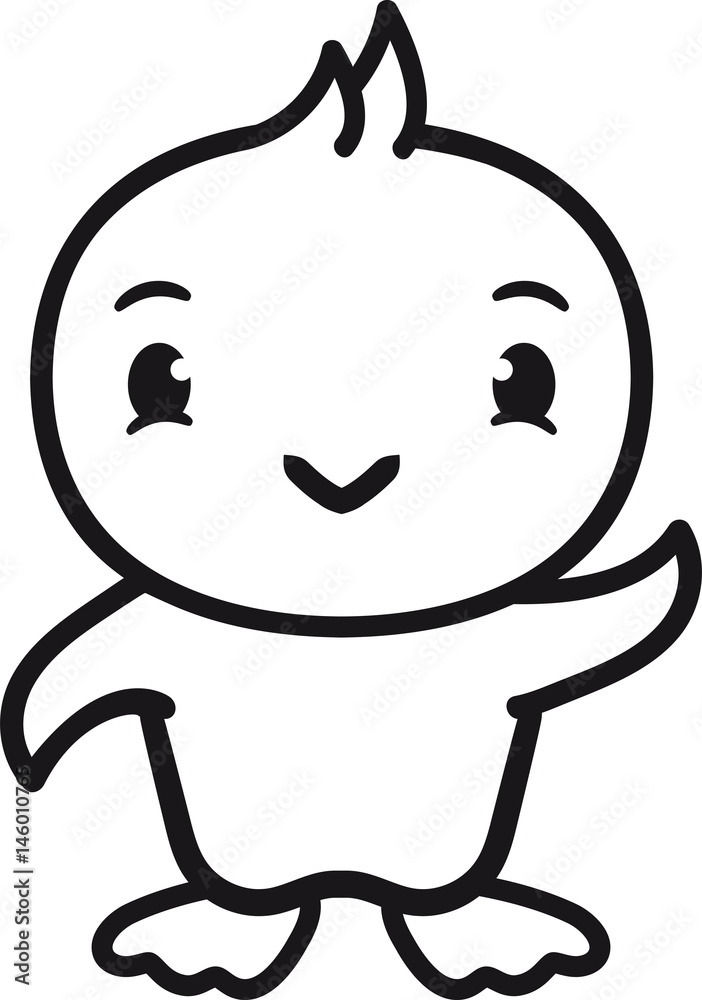 stehend küken süß niedlich klein baby kind ente vogel comic cartoon