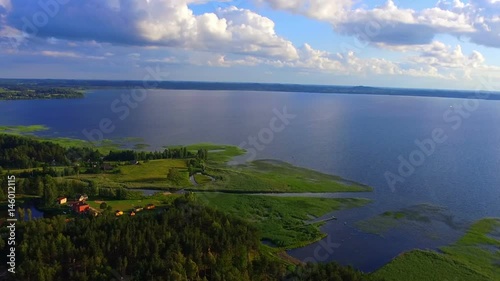 Aerial view of lake and national park Razna in Latvia photo