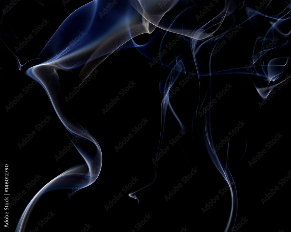 Abstract white blue smoke from aromatic sticks. Abstract white blue smoke from aromatic sticks.