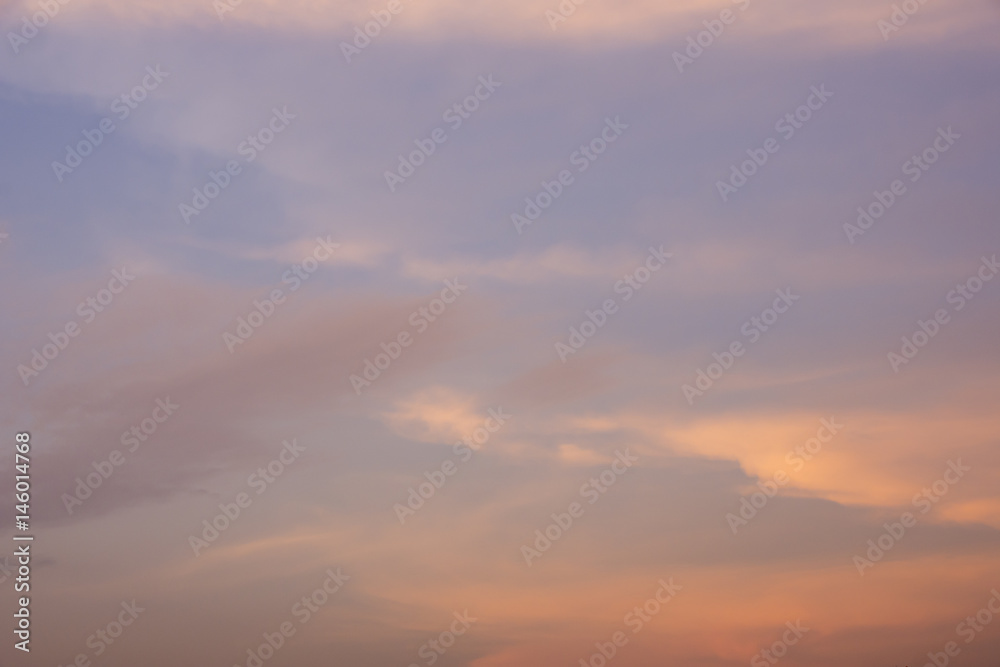 Sky and clouds on sunset background.