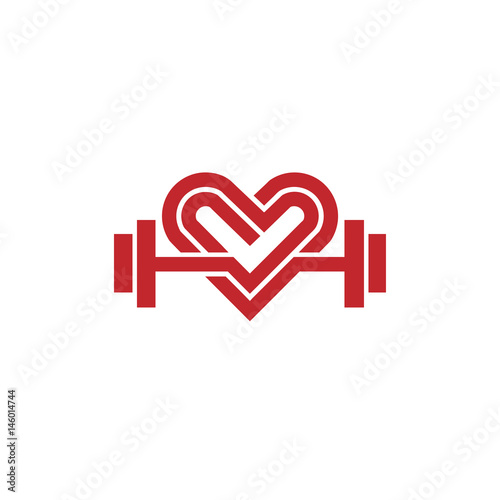love fit logo vector, Heart sign and dumbbell logo.Fitness and heart icon vector.Healthcare sport medical and science symbol.Healthy lifestyle vector logo template
