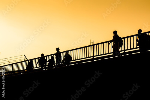silhouette Myanmar workers crossing border to Thailand  Mae Sot  Tak  Thailand