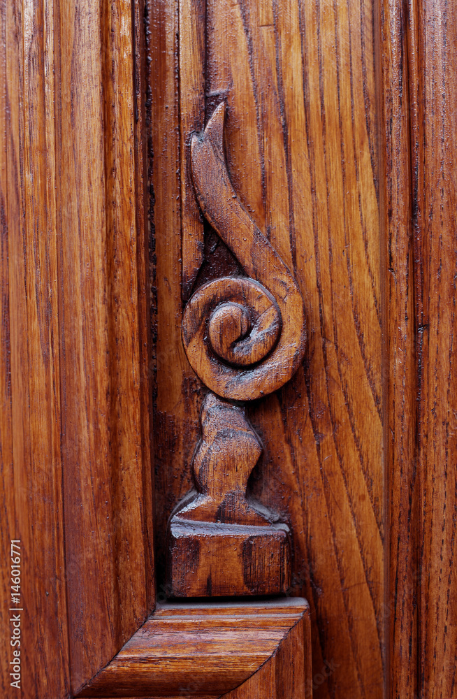 Detail part of decorative old wooden door with ornament in Tbilisi, Georgia Detail part of decorative old wooden door with ornament in Tbilisi, Georgia