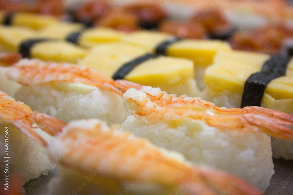 Various types sushi.