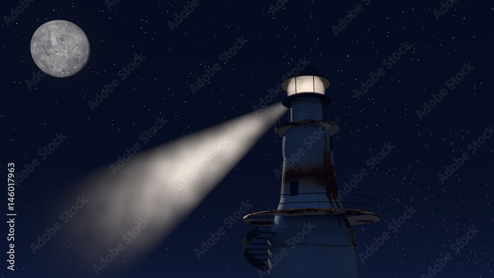 3d illustration of an old lighthouse at night 3d illustration of an old lighthouse at night