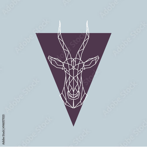 Antelope blesbok in polygonal style. 