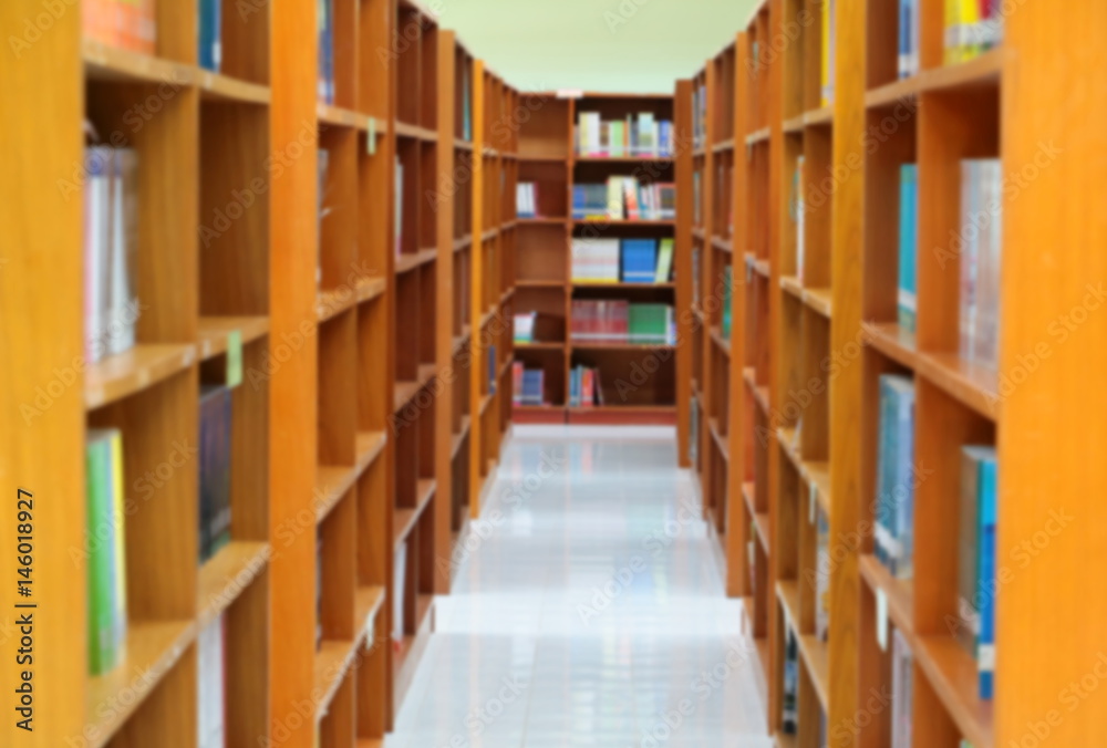 focus blur for library public room and books in shelf