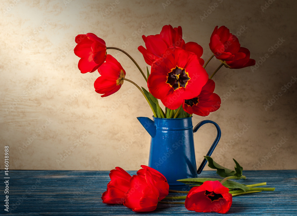 Still life with tulips
