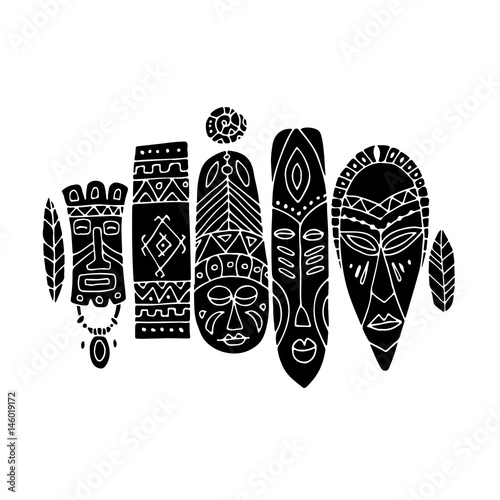 Tribal mask ethnic set, sketch for your design