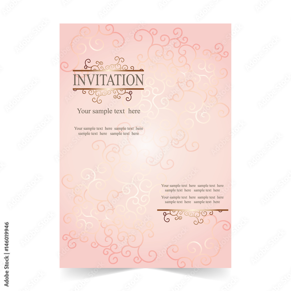 Invitation card, wedding card pink background