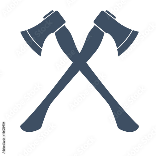 Silhouette of two crossed Axes. vector illustration