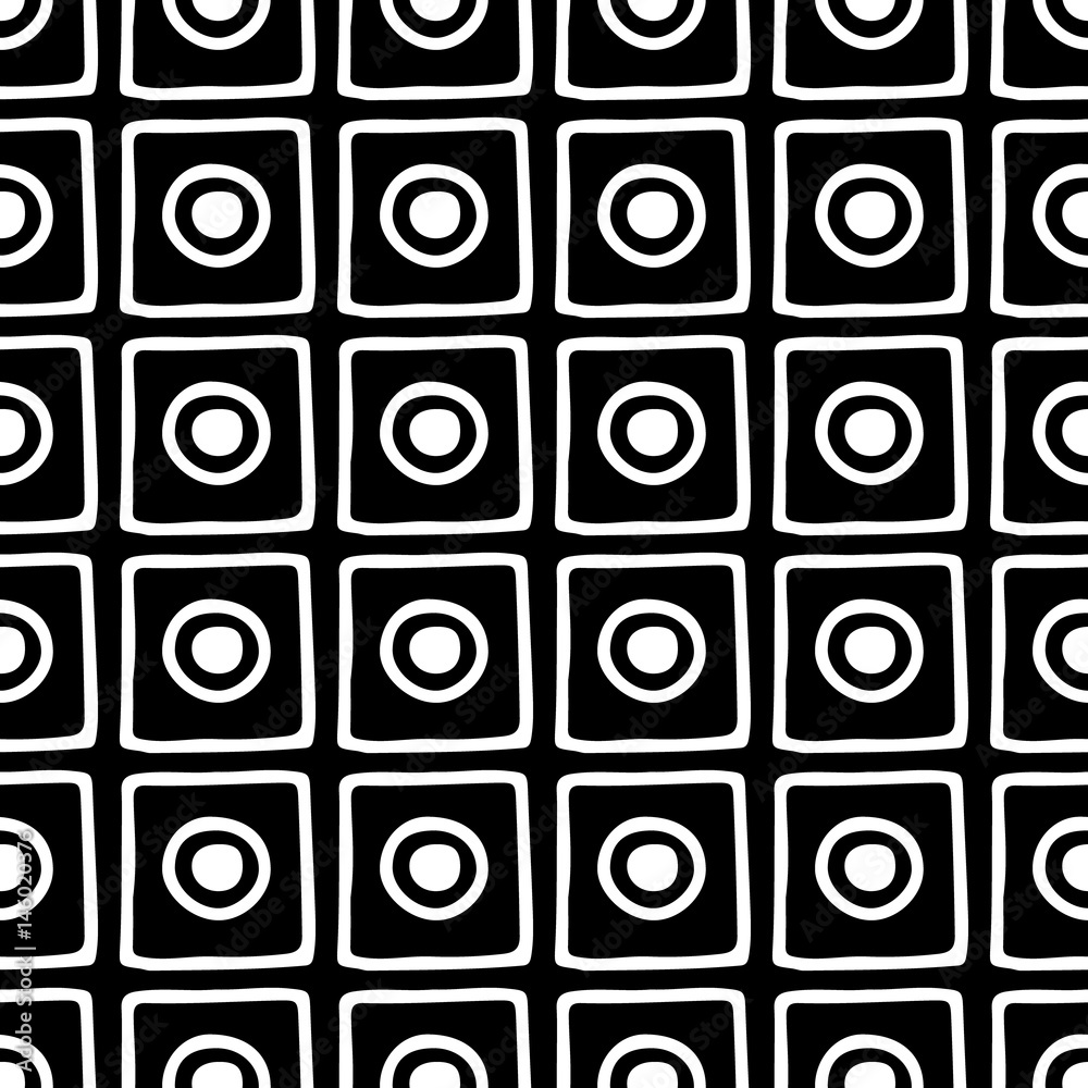 Seamless vector pattern. Black and white geometrical background with hand drawn decorative tribal elements. Print with ethnic, folk, traditional motifs. Graphic vector illustration. Seamless vector pattern. Black and white geometrical background with hand drawn decorative tribal elements. Print with ethnic, folk, traditional motifs. Graphic vector illustration.