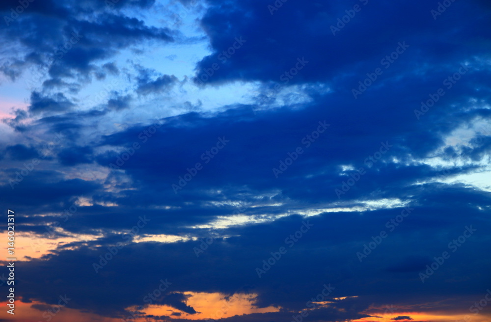 sky in sunset and  cloud, beautiful colorful evening nature space for add text