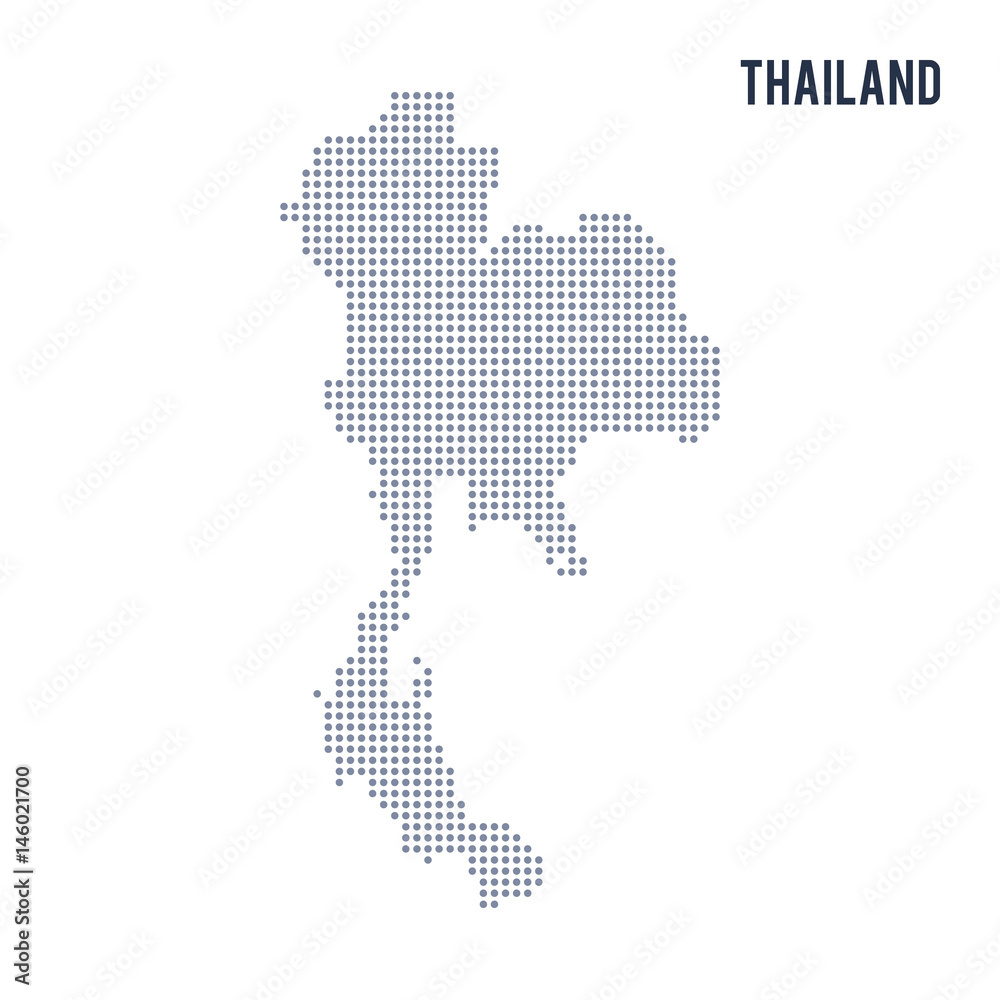 Vector dotted map of Thailand isolated on white background .