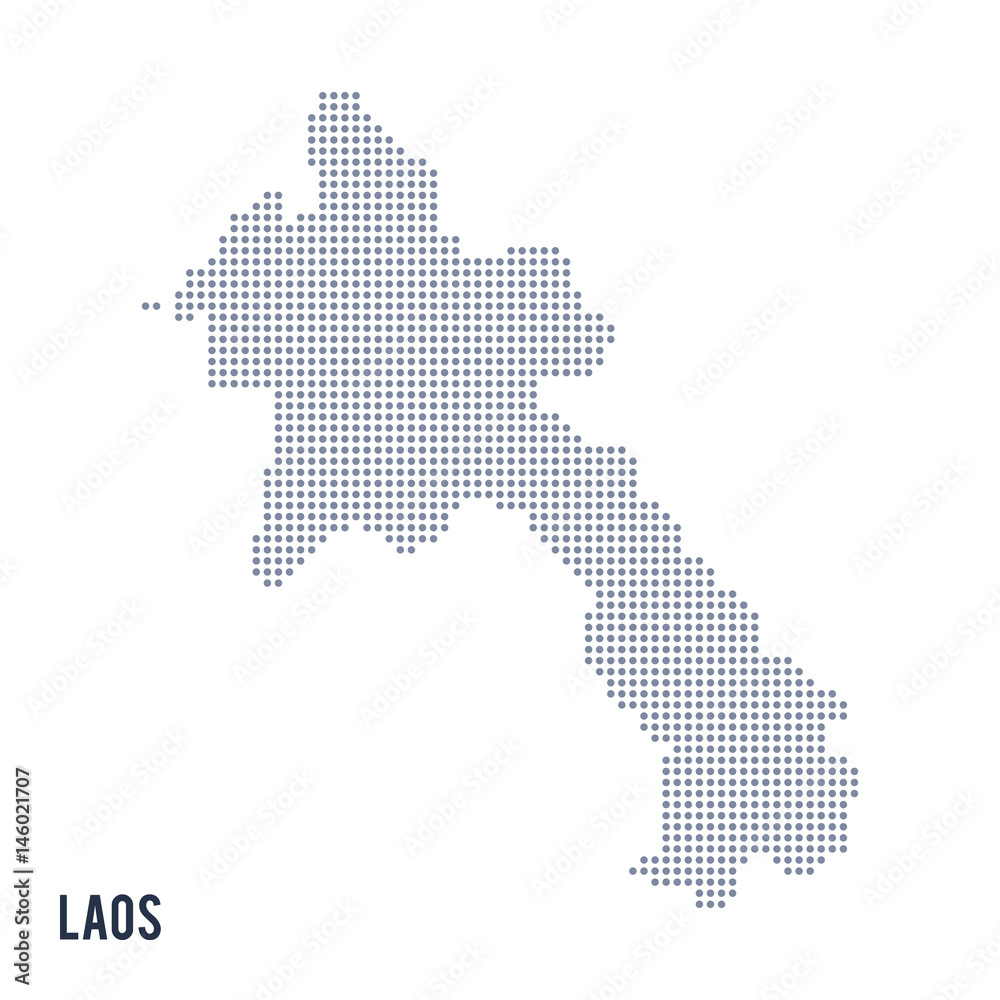 Vector dotted map of Laos isolated on white background .