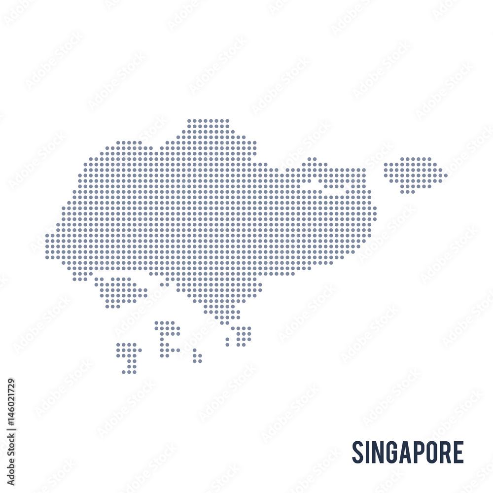 Vector dotted map of Singapore isolated on white background .