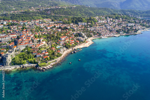 Top view of the beautiful city on the seashore