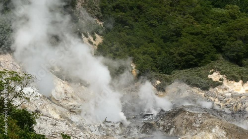smoking volcano crater at sulphur springs, Saint Lucia