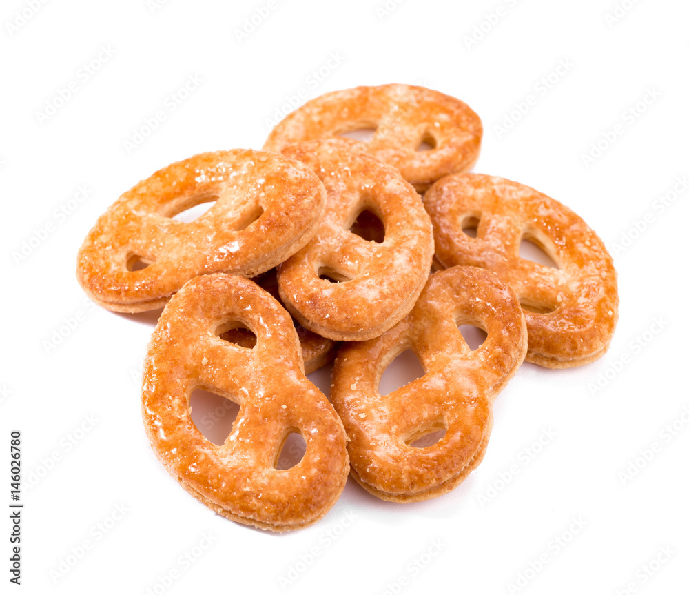 pretzel called krakelingen on a white background. Cookies isolated on a white background