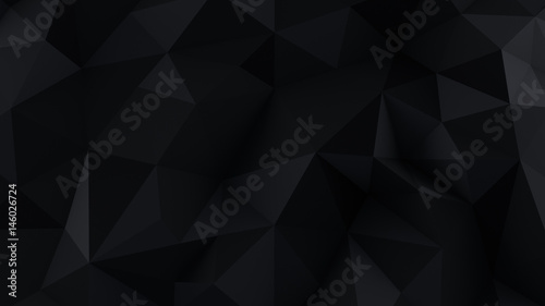 Chaotic black low poly surface abstract 3D render