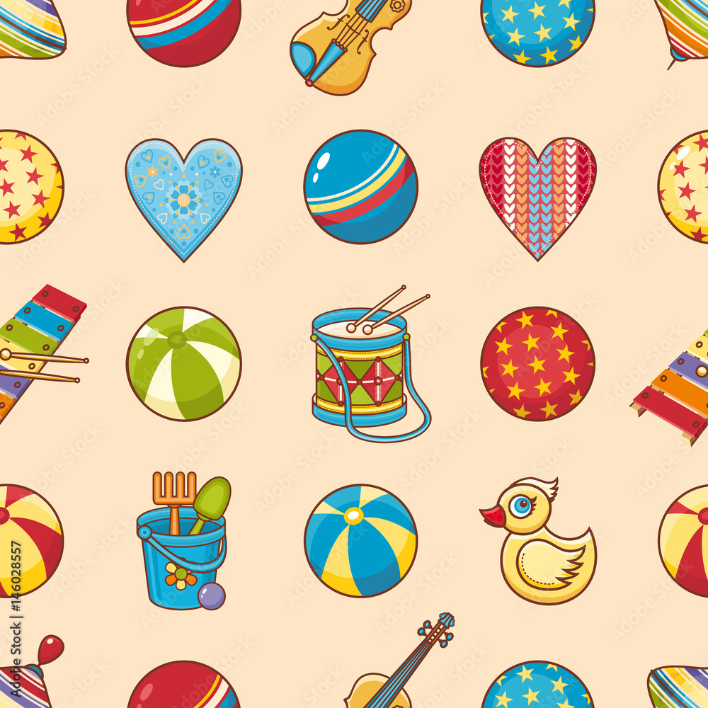 Kid toy seamless pattern. Design element for postcard, banner, flyer Kid toy seamless pattern. Design element for postcard, banner, flyer