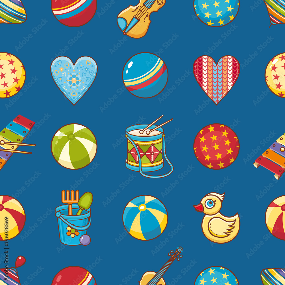 Fototapeta premium Kid toy seamless pattern. Design element for postcard, banner, flyer