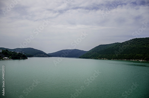 Mountain lake with nice green water