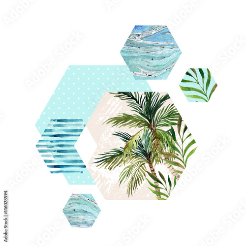 Abstract summer geometric hexagon shapes