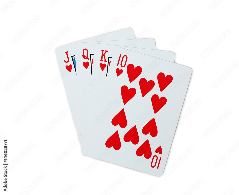 fog Put up with Contagious Poker hearts of J Q K 10 playing cards isolated on white background Stock  Photo | Adobe Stock