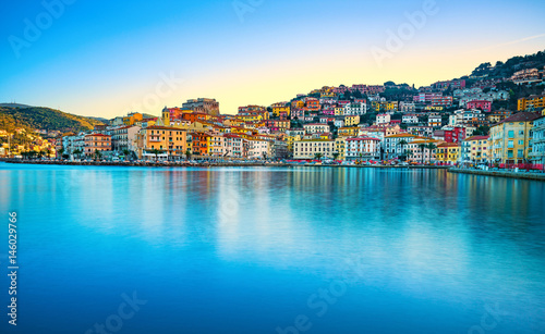 Porto Santo Stefano panoramic view of seafront. Argentario, Tuscany, Italy