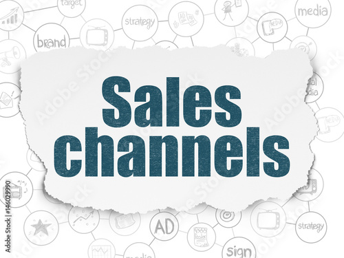 Marketing concept: Sales Channels on Torn Paper background