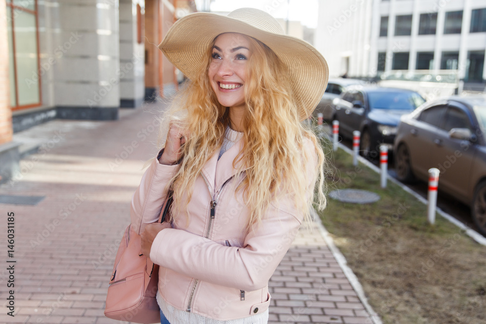 Blonde in hat at city Blonde in hat at city
