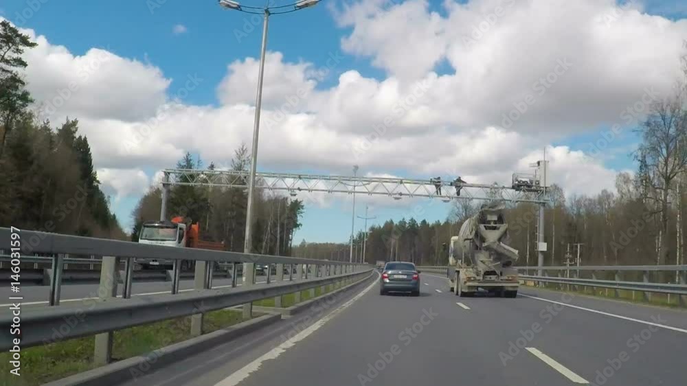Travel around Europe by car. Hyperlapse. Motion time lapse of a road