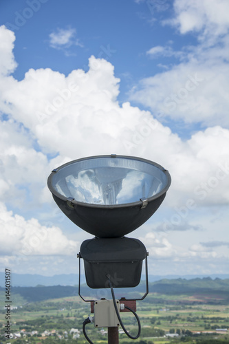 lamp on blue sky and cloud background